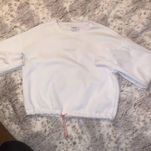 White gymshark drawstring cropped crew neck